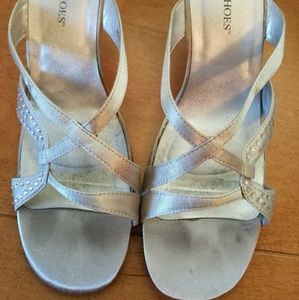 Silver shoes. 3.5 inch heel.